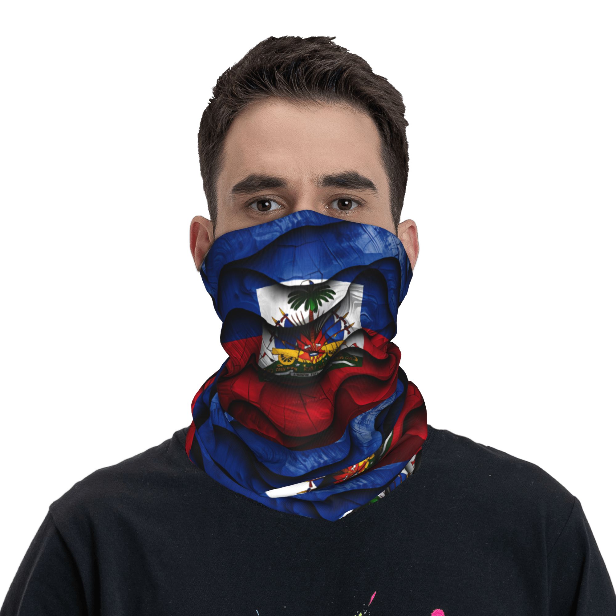 Outdoor Hunting Prints - Haiti-Flagge Sturmhaube, Jagd- und Angelmaske, taktische