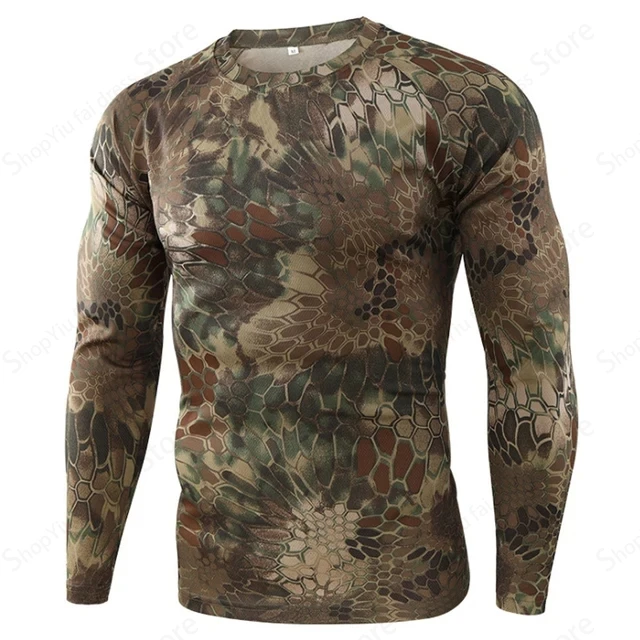 Outdoor Hunting Prints - Herren Camo Langarm-T-Shirt, taktisch, militärisch, für